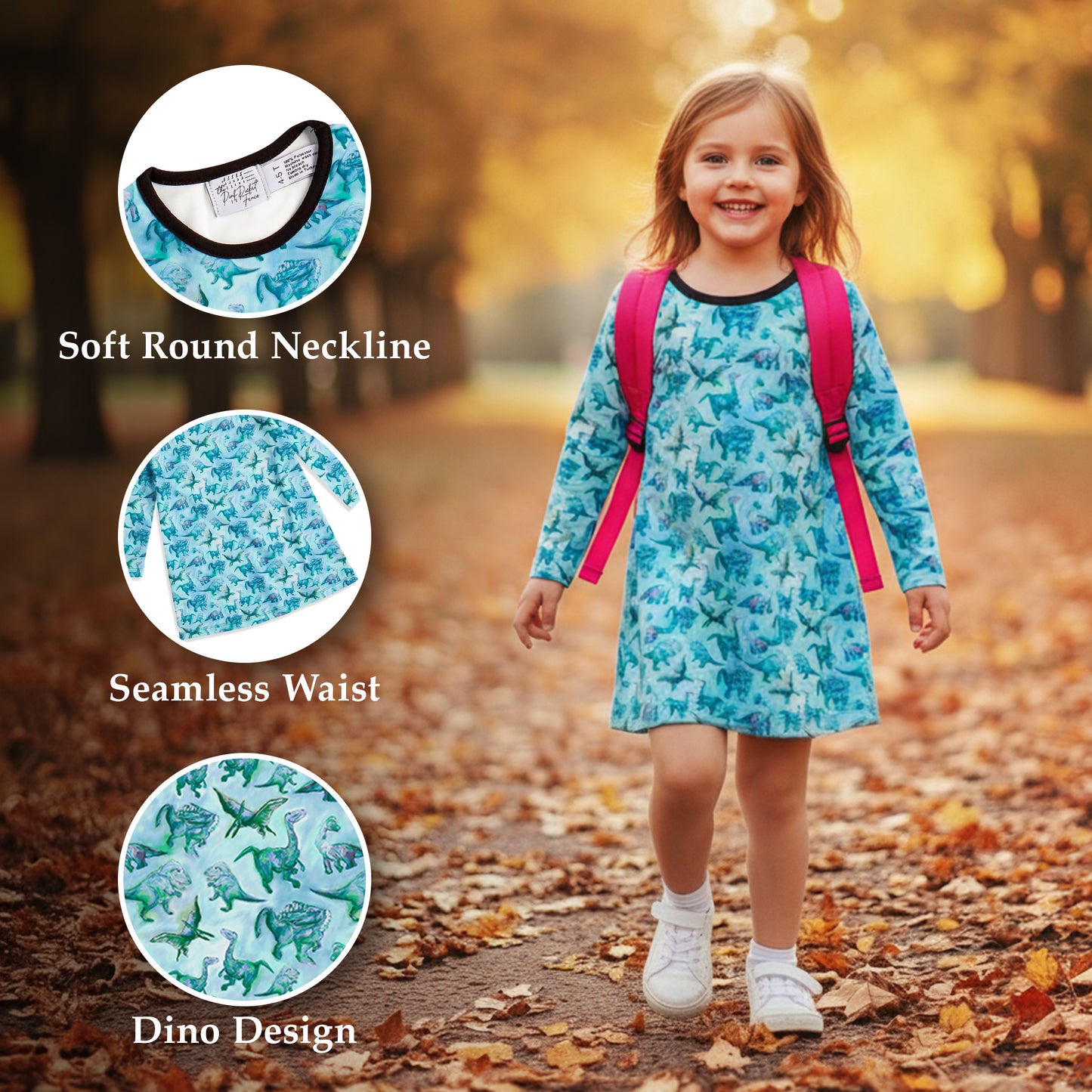 Suzie Dinosaur Dress | Girls Play Dresses | Dinosaur Clothes | Available in 3 colors
