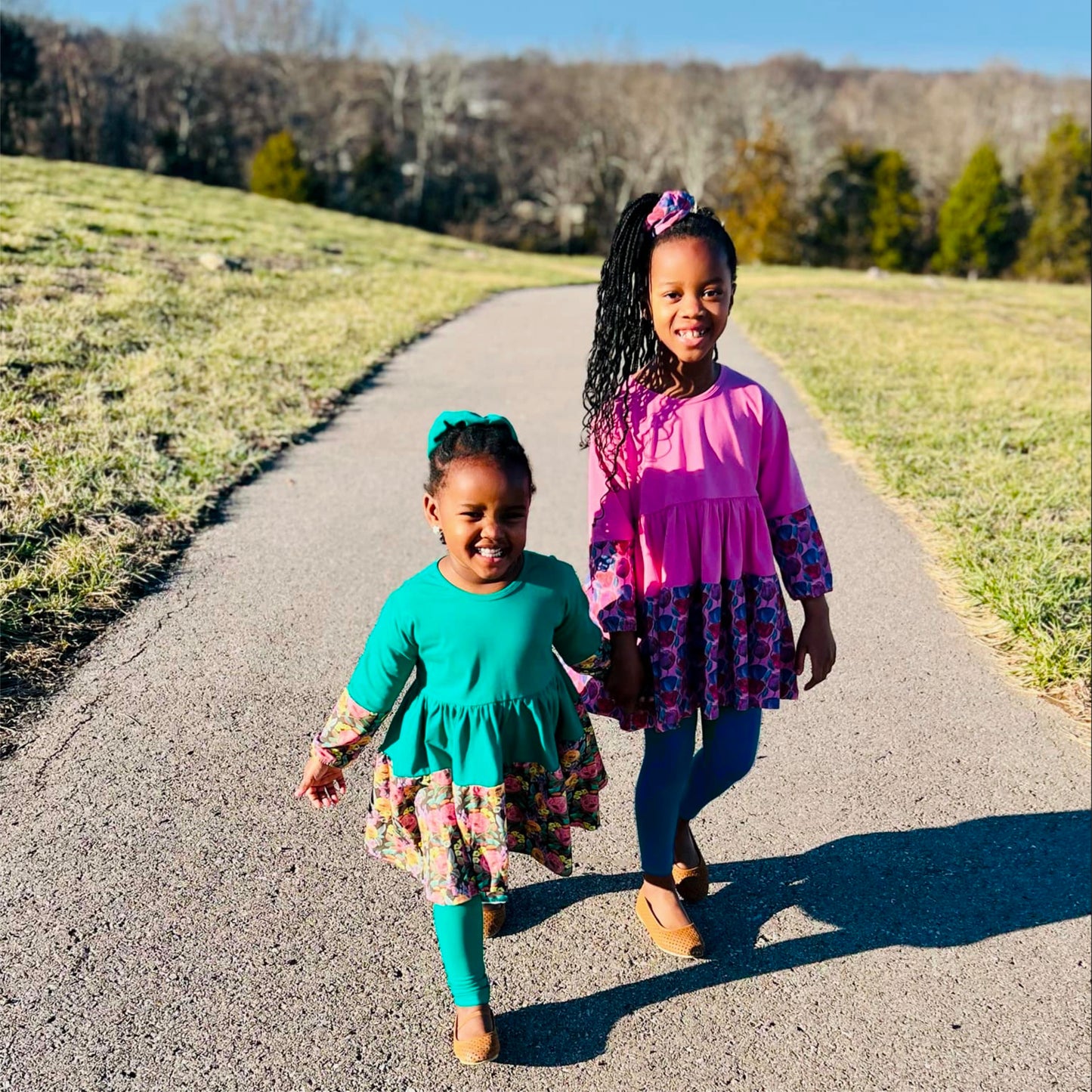 Green Louise Twirly Girl Dress | Toddler Twirl Dress | 100% Cotton Dress