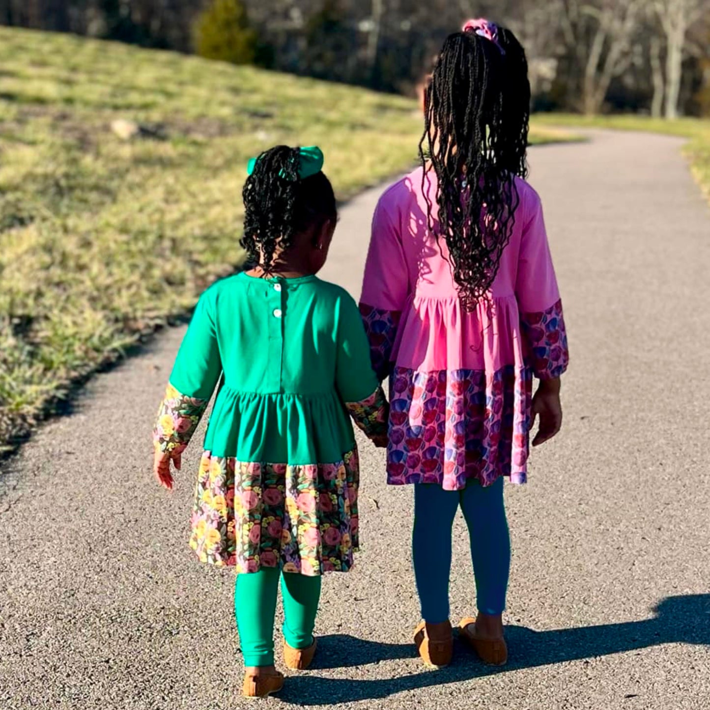 Green Louise Twirly Girl Dress | Toddler Twirl Dress | 100% Cotton Dress