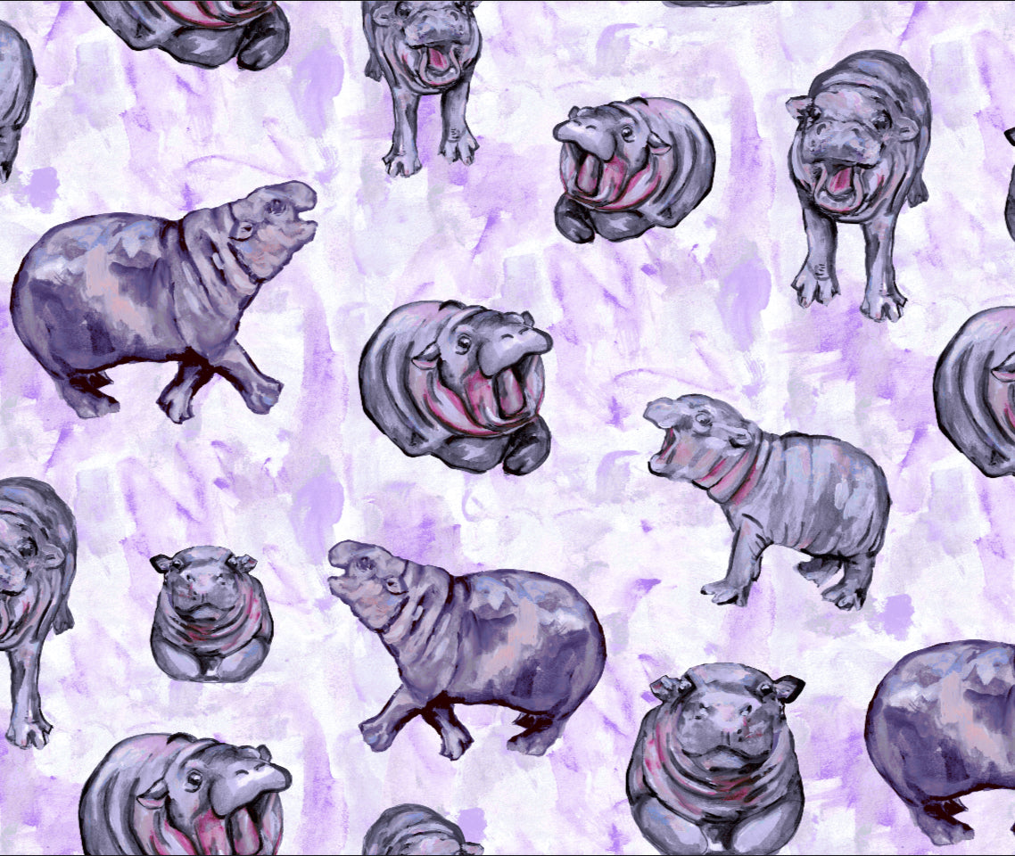 pattern Repeat for Lulu Hippo Twirl Dress Fabric