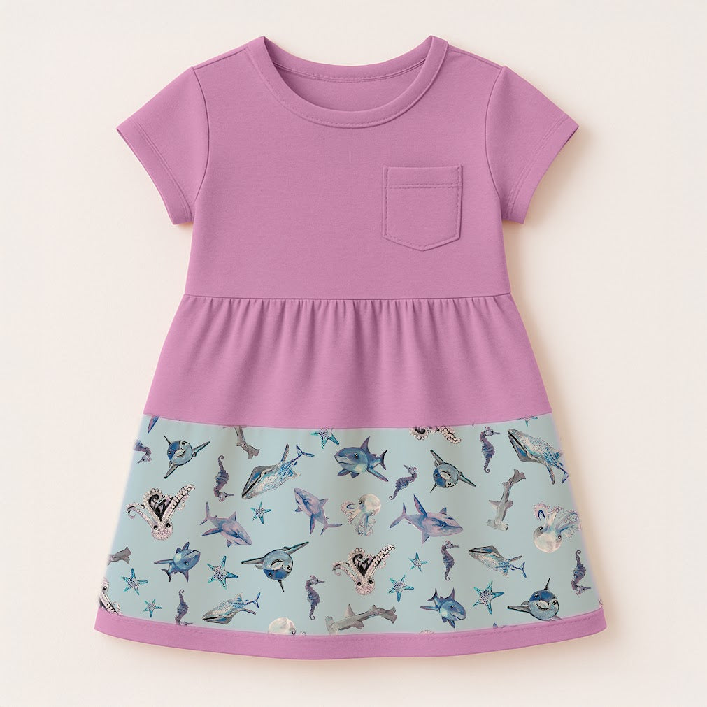 Sparky Shark Twirl Dress + Scrunchie