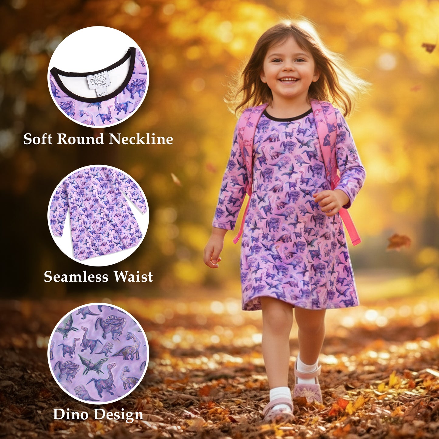 Suzie Dinosaur Dress | Girls Play Dresses | Dinosaur Clothes | Available in 3 colors