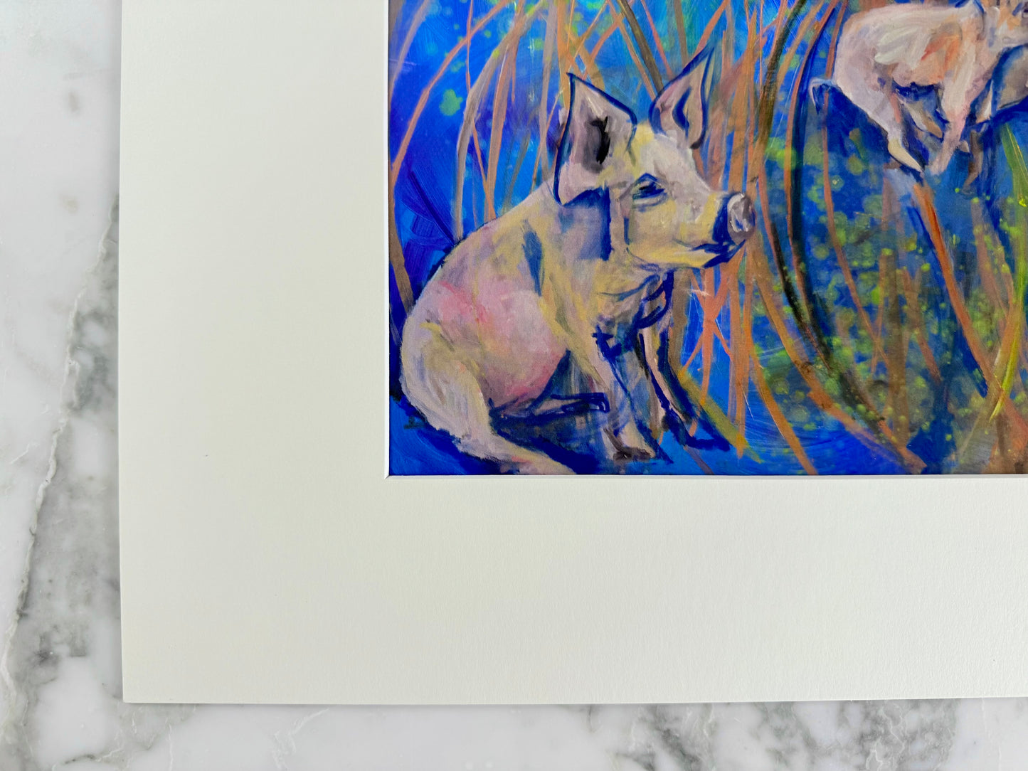 The Pink Picket Fence Hand-Signed Art Print “Of Flying Pigs” – 20x16 Matted Wall Art – Fine Art Reproduction from Oil Painting by Kallen