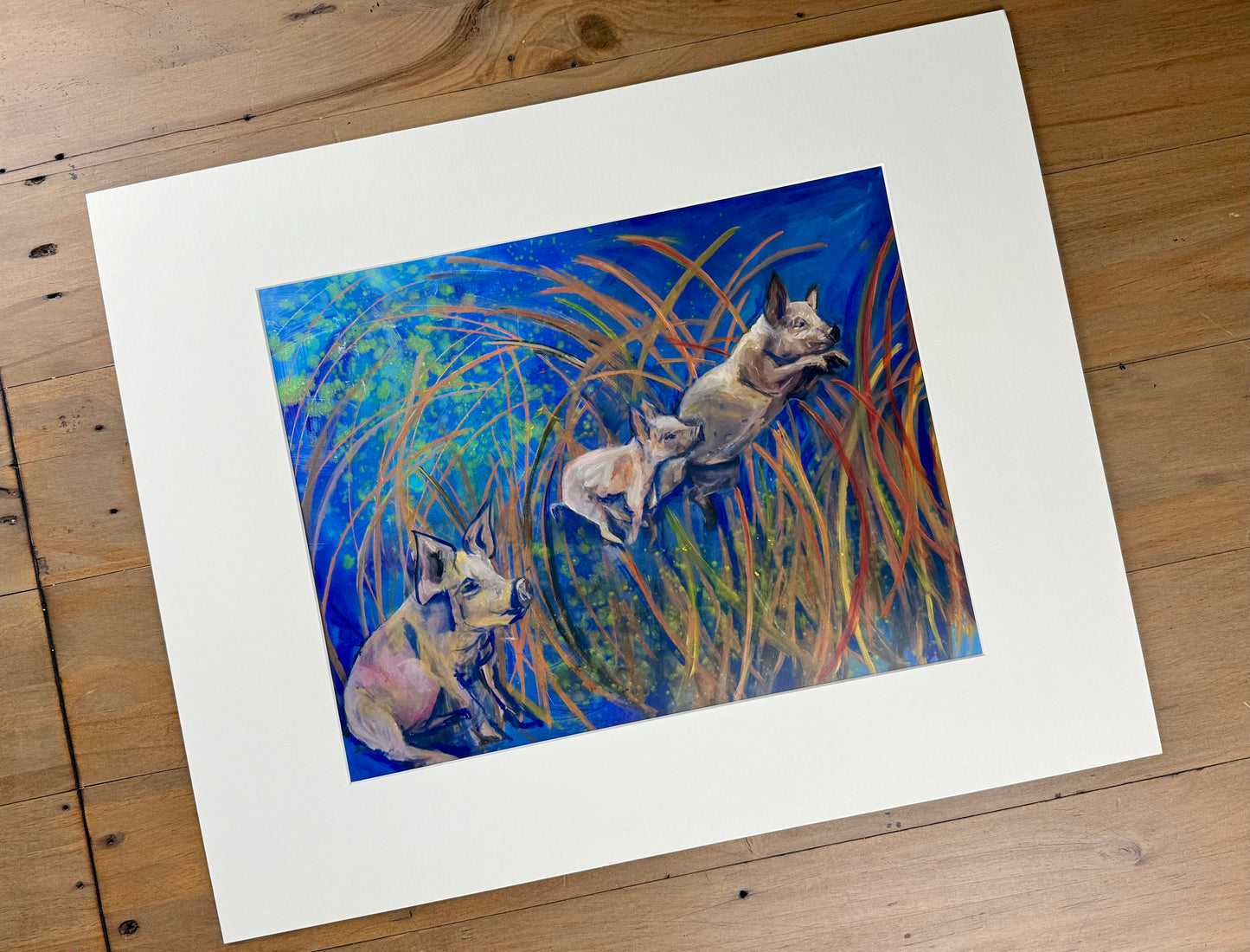 The Pink Picket Fence Hand-Signed Art Print “Of Flying Pigs” – 20x16 Matted Wall Art – Fine Art Reproduction from Oil Painting by Kallen