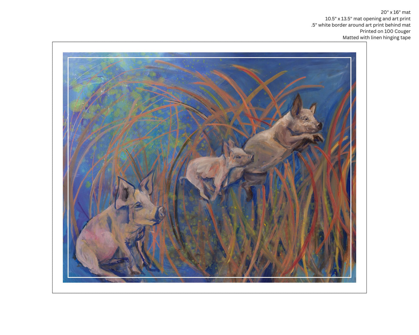 The Pink Picket Fence Hand-Signed Art Print “Of Flying Pigs” – 20x16 Matted Wall Art – Fine Art Reproduction from Oil Painting by Kallen