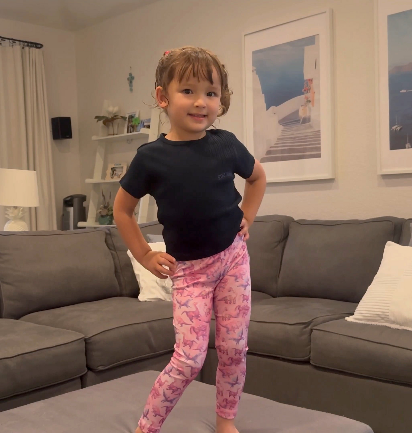 Girls Dinosaur Leggings 3-Pack – Soft Sensory-Friendly Toddler Leggings – Pink, Purple & Blue – For Toddlers and Little Girls