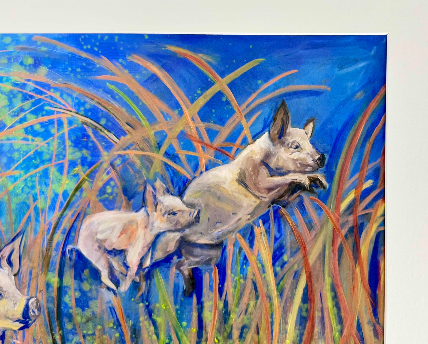 The Pink Picket Fence Hand-Signed Art Print “Of Flying Pigs” – 20x16 Matted Wall Art – Fine Art Reproduction from Oil Painting by Kallen