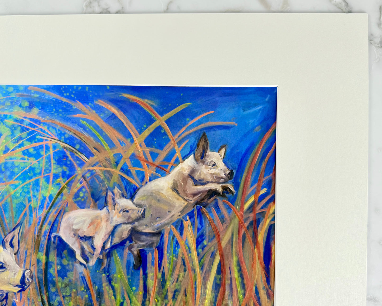 The Pink Picket Fence Hand-Signed Art Print “Of Flying Pigs” – 20x16 Matted Wall Art – Fine Art Reproduction from Oil Painting by Kallen