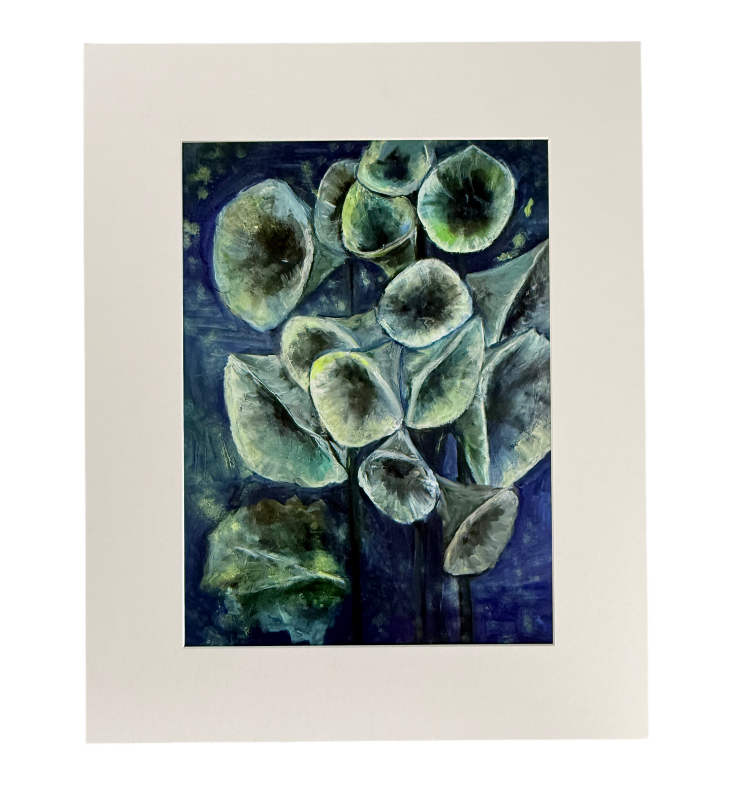The Pink Picket Fence Hand-Signed Floral Art Print – 16×20 Matted Wall Art – Original Artwork by Kallen Gavin Print from Oil Painting - Blue x Green