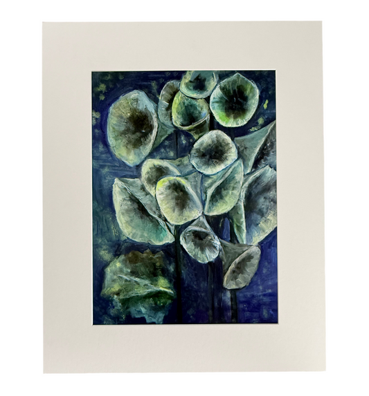 The Pink Picket Fence Hand-Signed Floral Art Print – 16×20 Matted Wall Art – Original Artwork by Kallen Gavin Print from Oil Painting - Blue x Green