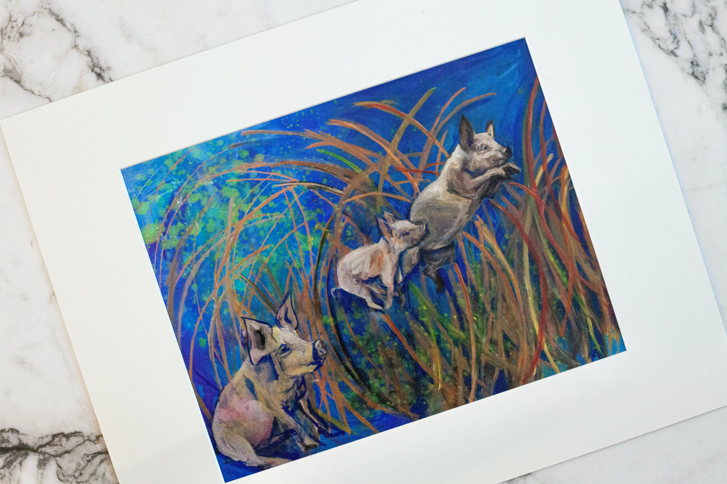 The Pink Picket Fence Hand-Signed Art Print “Of Flying Pigs” – 20x16 Matted Wall Art – Fine Art Reproduction from Oil Painting by Kallen