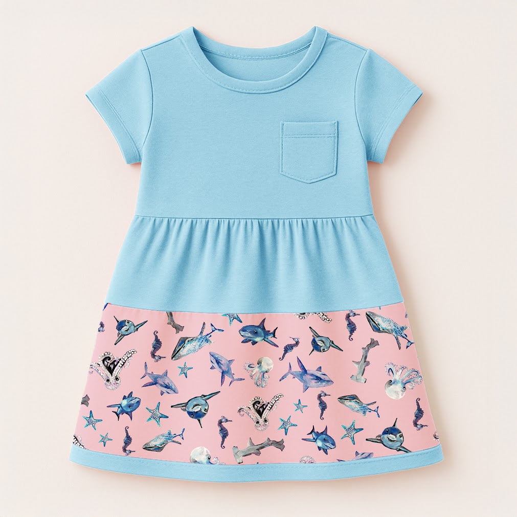 Sparky Shark Twirl Dress + Scrunchie