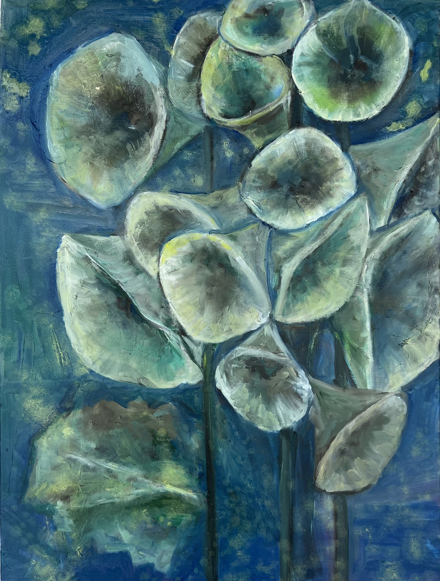 The Pink Picket Fence Hand-Signed Floral Art Print – 16×20 Matted Wall Art – Original Artwork by Kallen Gavin Print from Oil Painting - Blue x Green