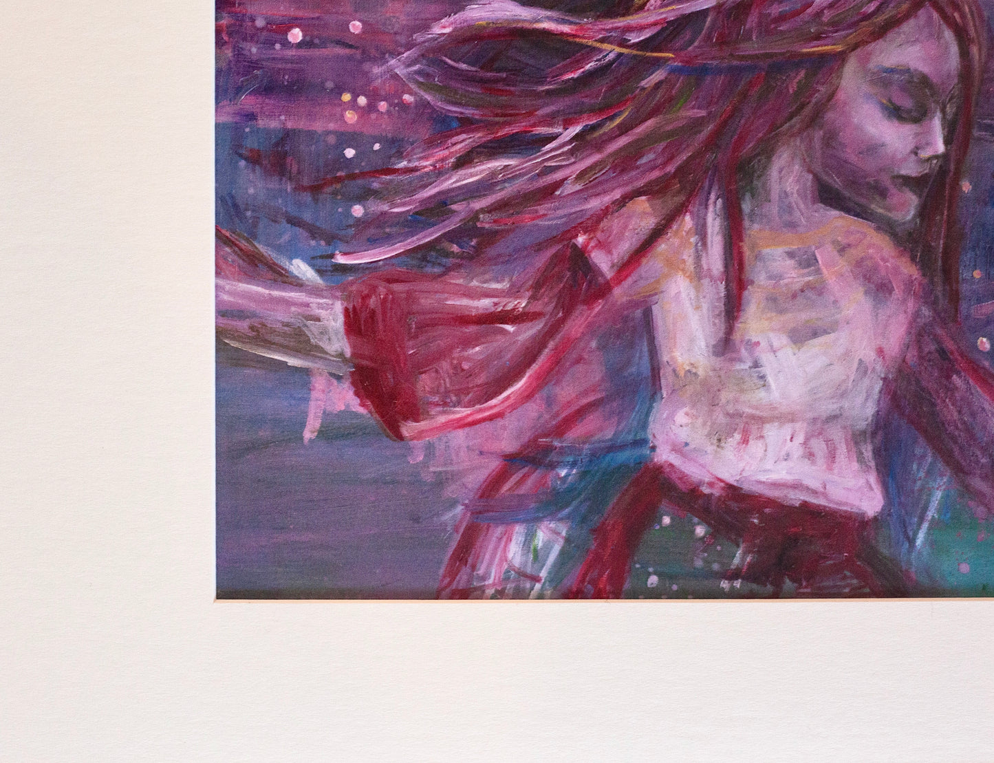 The Pink Picket Fence - Hand-Signed Art Print “This Dance” Abstract Dancer – 16x20 Matted Wall Art – Fine Art Reproduction from Oil Painting by Kallen