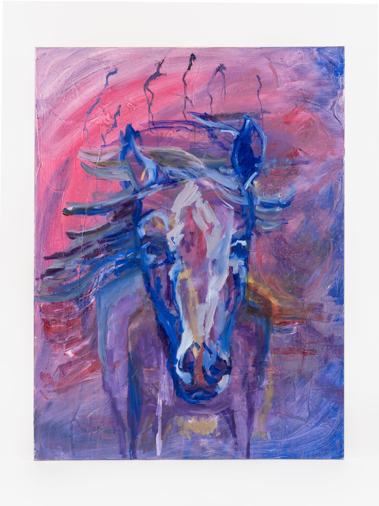 The Pink Picket Fence - Hand-Signed Art Print “2B Determined” Abstract Horse – 16” x 12” Matted Wall Art – Fine Art Reproduction from Oil Painting by Kallen