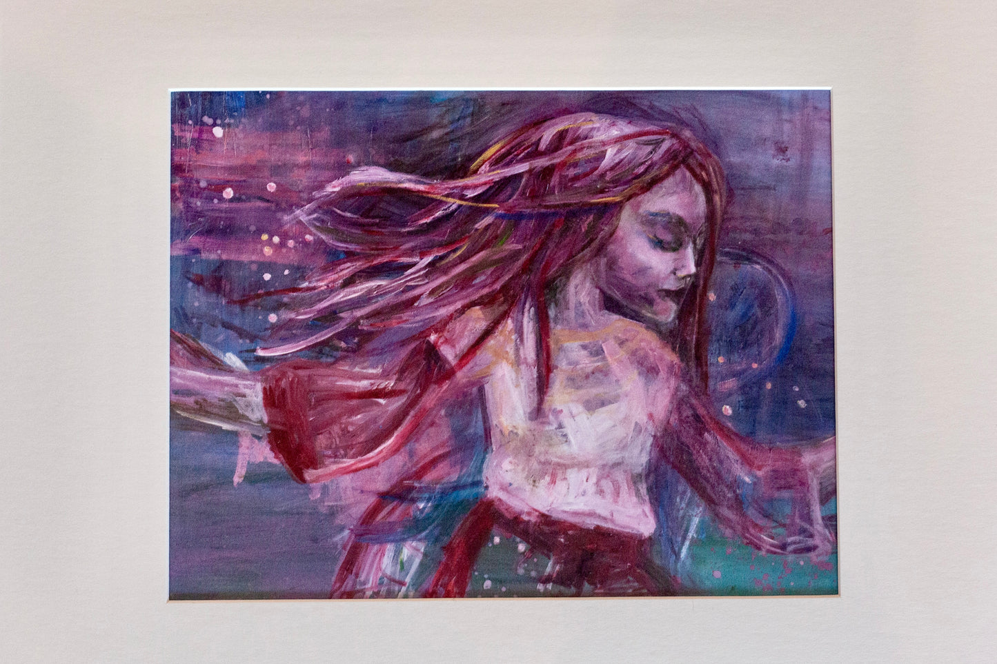 The Pink Picket Fence - Hand-Signed Art Print “This Dance” Abstract Dancer – 16x20 Matted Wall Art – Fine Art Reproduction from Oil Painting by Kallen