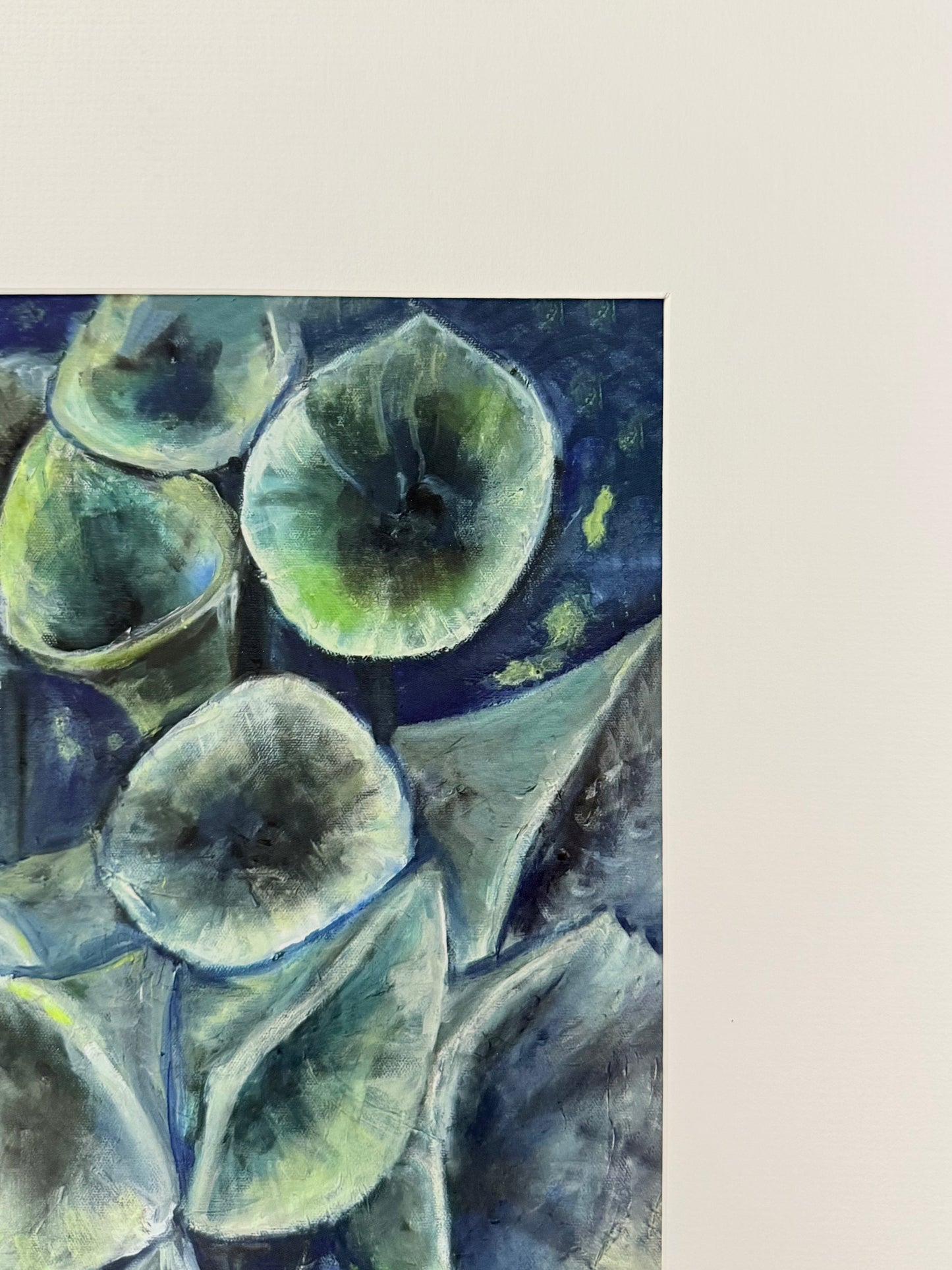 The Pink Picket Fence Hand-Signed Floral Art Print – 16×20 Matted Wall Art – Original Artwork by Kallen Gavin Print from Oil Painting - Blue x Green