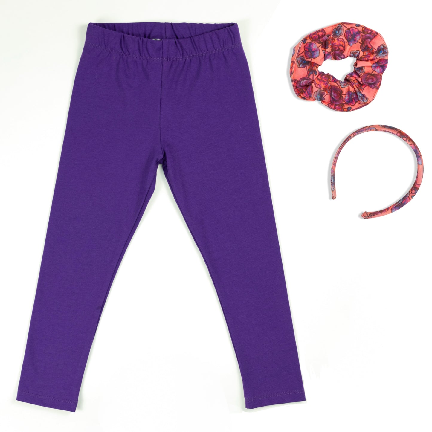 The Pink Picket Fence Girls’ Cotton Leggings with Coordinated Scrunchie and Headband