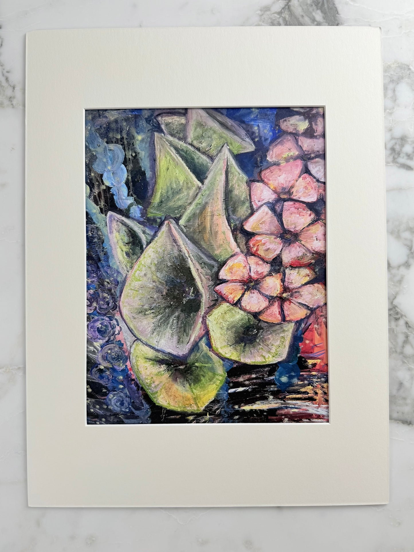 The Pink Picket Fence Hand-Signed Floral Art Print “Let’s Sing” – 12x16 Matted Wall Art – Fine Art Print Reproduction from Oil Painting by Kallen