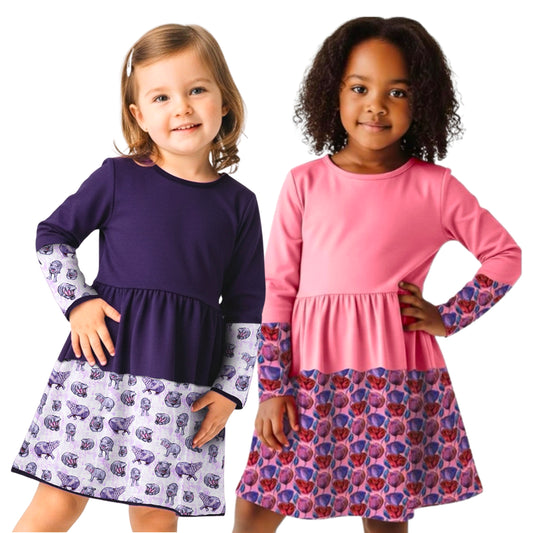 2 Pack - Hippo + Pink Tulip Twirl Dress