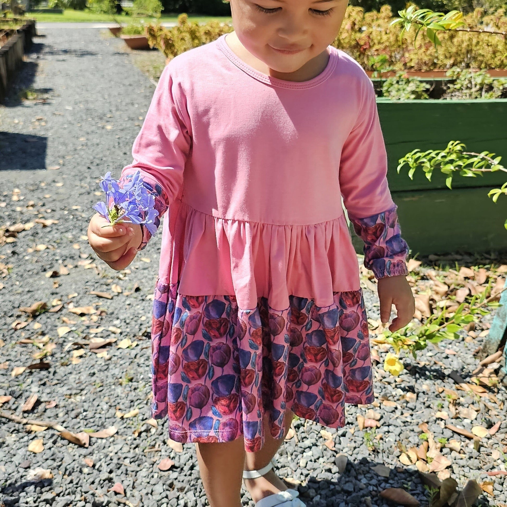 cotton twirl dress Organic Cotton Floral Twirl Dress, Midnight Blue Violet Print