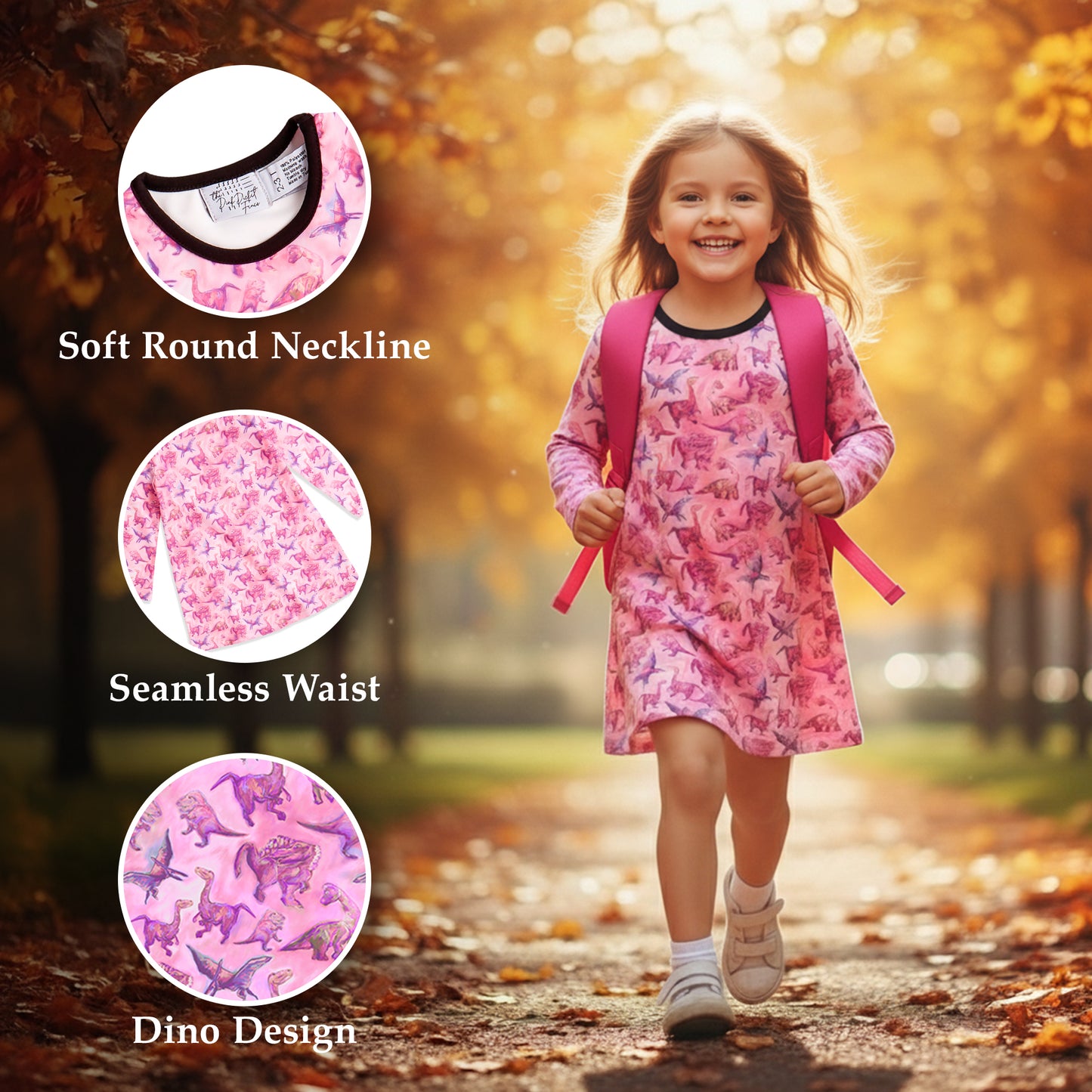 Suzie Dinosaur Dress | Girls Play Dresses | Dinosaur Clothes | Available in 3 colors