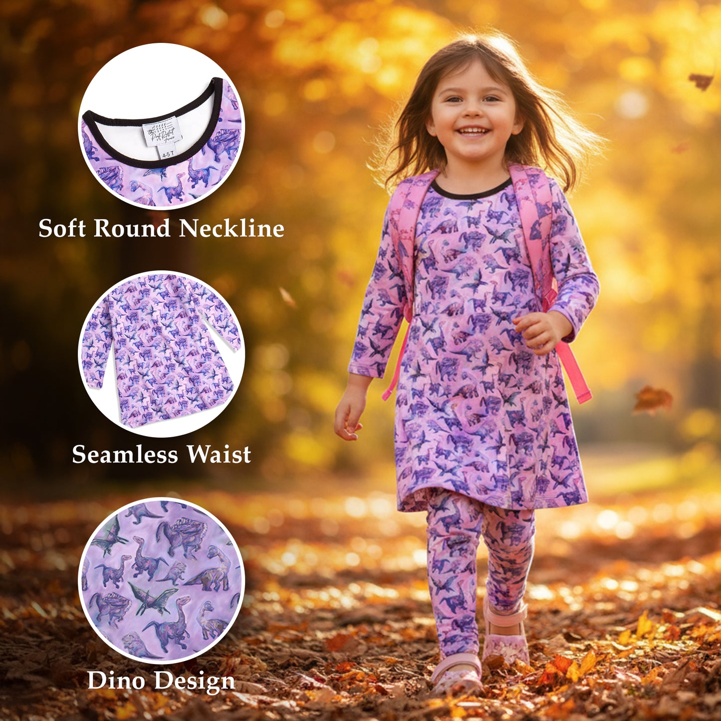 Purple DIno Dress Info