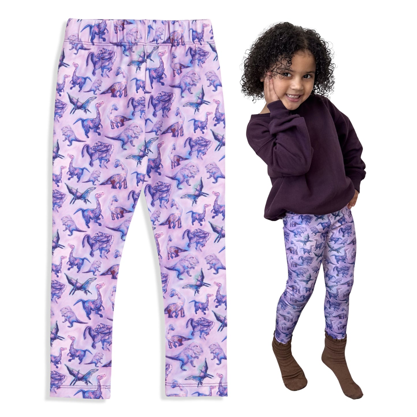 Suzie Dinosaur Leggings | Girls Playwear | Dinosaur Clothes | Best Leggings for Girls | Available in 3 Colors