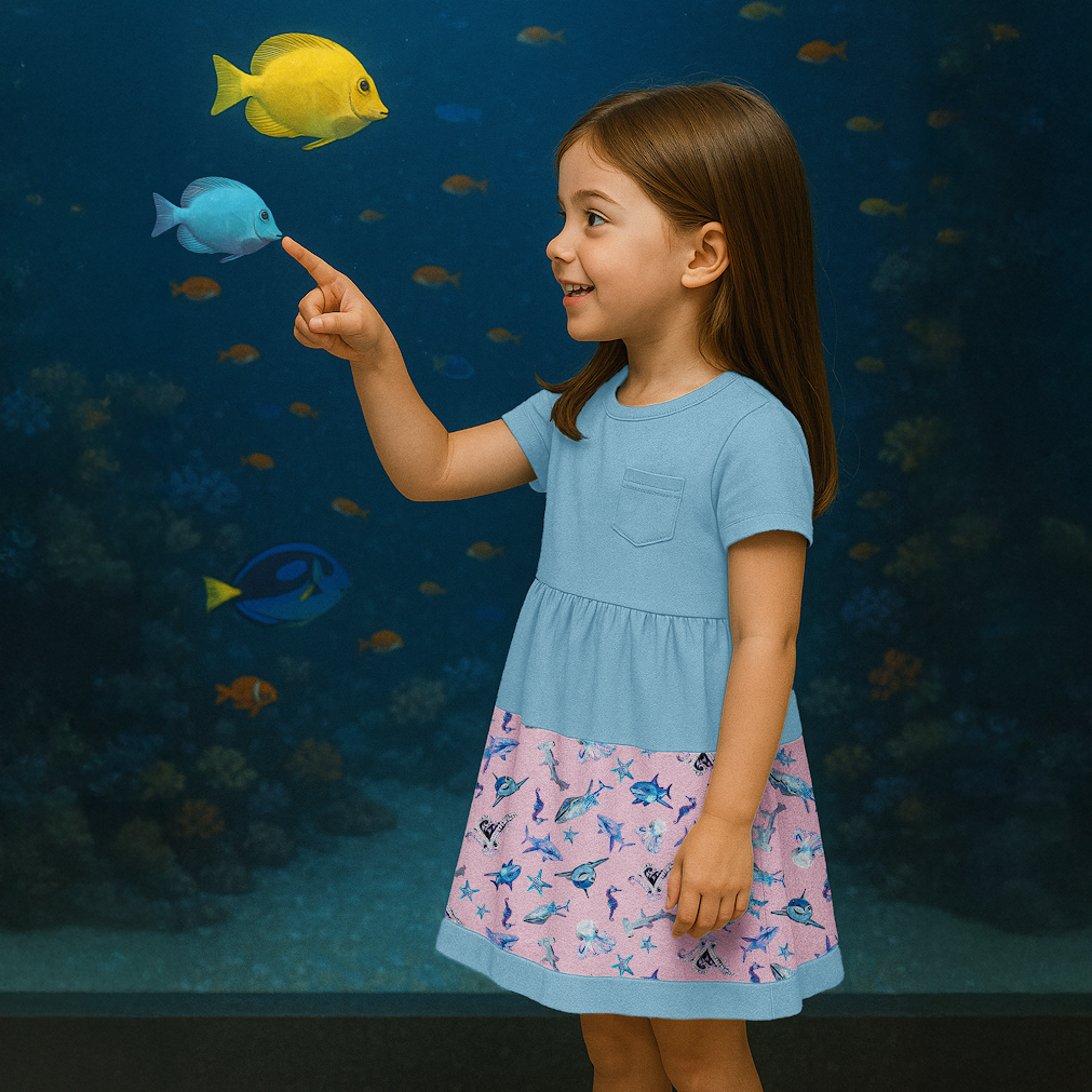 Sparky Shark Twirl Dress + Scrunchie