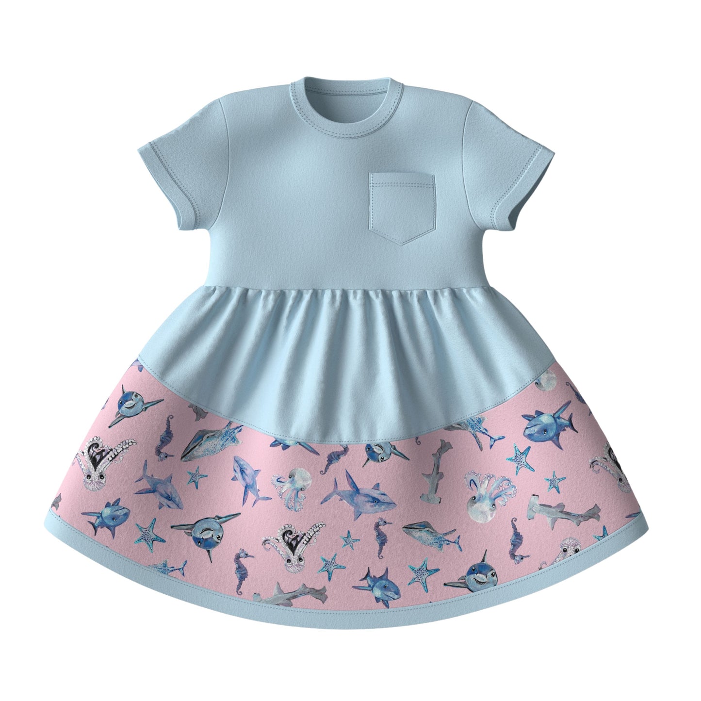Sparky Shark Twirl Dress + Scrunchie